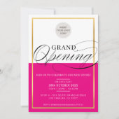 Invitation GRAND OUVERTURE logo d'entreprise moderne or rose  (Devant)