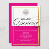 Invitation GRAND OUVERTURE logo d'entreprise moderne or rose  (Devant / Derrière)