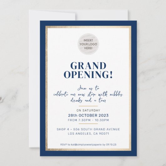 Invitation GRAND OUVERTURE moderne logo minimal magasin marin (Devant)