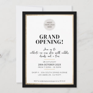 Invitation GRAND OUVERTURE moderne logo minimal magasin noir