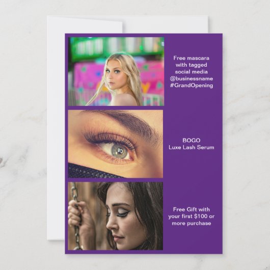 Invitation Grand Ouverture Moderne Purple Business Logo Code (Dos)