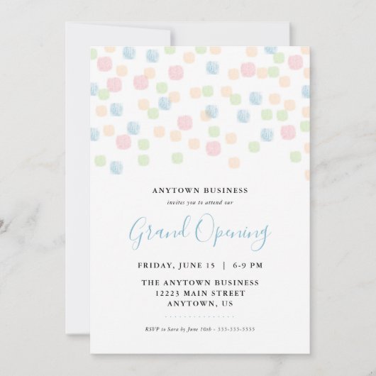 Invitation Grand Ouverture Pastel Confetti (Devant)