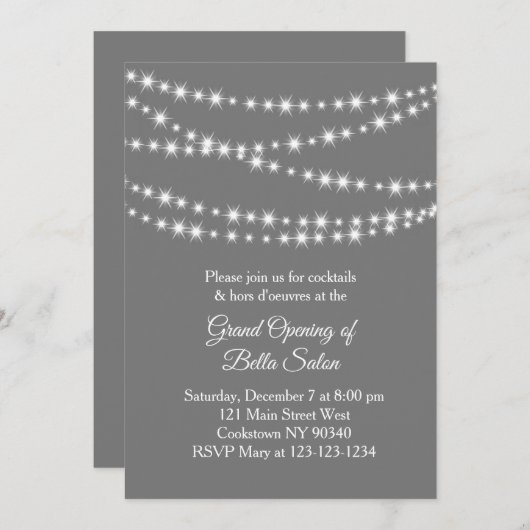 Invitation Grand ouverture Twinkle Lights gris (Devant / Derrière)