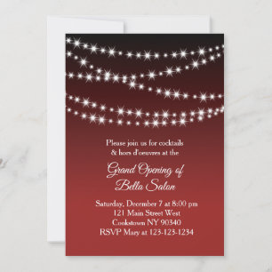Invitation Grand ouverture Twinkle Lights rouge foncé