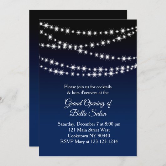 Invitation Grand Ouverture Twinkle Lumières marine (Devant / Derrière)