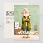 Invitation Grand-père de charme et son chat (Devant / Derrière)