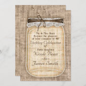 Invitation Grand pot Mason avec Burlap & Dentelle Mariage rus (Devant / Derrière)
