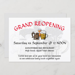 Invitation GRAND REOUVERTURE Pub Reunion Personnalisable GRAY