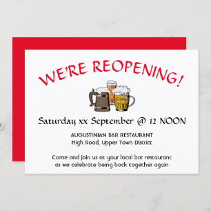 Invitation GRAND REOUVERTURE Pub Reunion Personnalisable RED