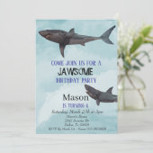 Invitation Grand requin blanc Jawsome anniversaire de l'enfan (Debout devant)