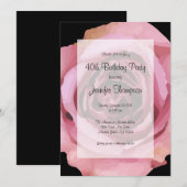 Invitation Grand Rose de printemps violet gras (Devant / Derrière)