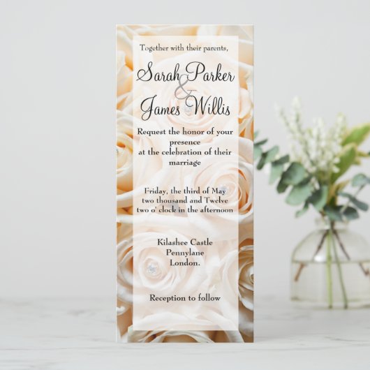 Invitation Grand rose d'ivoire (Debout devant)