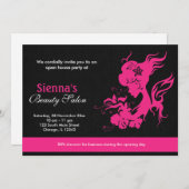 Invitation Grand Salon De Beauté D'Ouverture (Rose Profond) (Devant / Derrière)