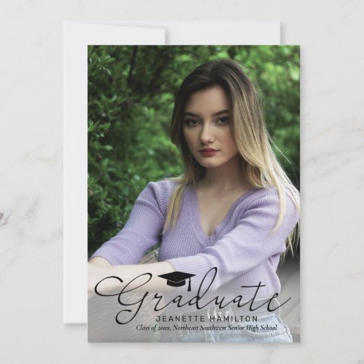 Invitation Grand script de typographie - Diplôme photo avant/ (Devant)