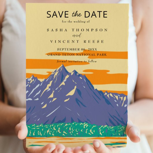 Invitation Grand Teton National Park Save The Date Retro