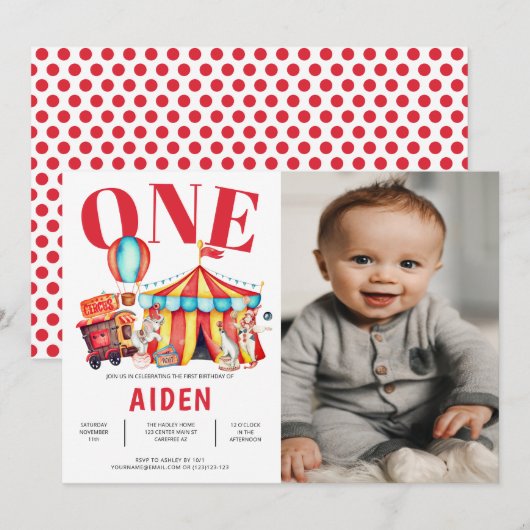 Invitation Grand Top Carnaval de cirque 1ère photo Anniversai (Devant / Derrière)