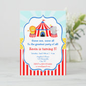 Invitation Grand Top Carnaval de cirque Anniversaire en rouge (Debout devant)