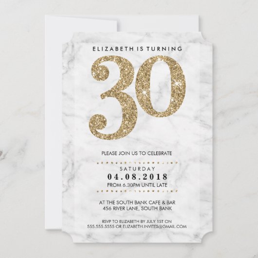 Invitation GRANDE ÂGE NUMBER marbre moderne 30 parties scinti (Devant)