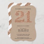 Invitation GRANDE ÂGE NUMÉRO Kraft cool 21 rose parties scint (Devant / Derrière)