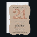 Invitation GRANDE ÂGE NUMÉRO Kraft cool 21 rose parties scint<br><div class="desc">*** NOTE - L'EFFET DE PARTIES SCINTILLANT D'OR ROSE ET LA CARTE DE REGARDE KRAFT EST UNE IMAGE IMPRIMÉE. Un design d'invitation super simple, mais élégant pour votre anniversaire. Wow vos amis et votre famille avec ce petit nombre ; D Configurer en tant que modèle il est simple pour vous...</div>