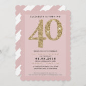 Invitation GRANDE ÂGE NUMÉRO moderne 40 parties scintillant o (Devant / Derrière)