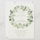 Invitation Grande crème Snowberry + Eucalyptus Wreath Mariage