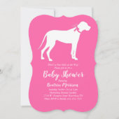 Invitation Grande Dane Chien Baby shower Rose fille (Devant)