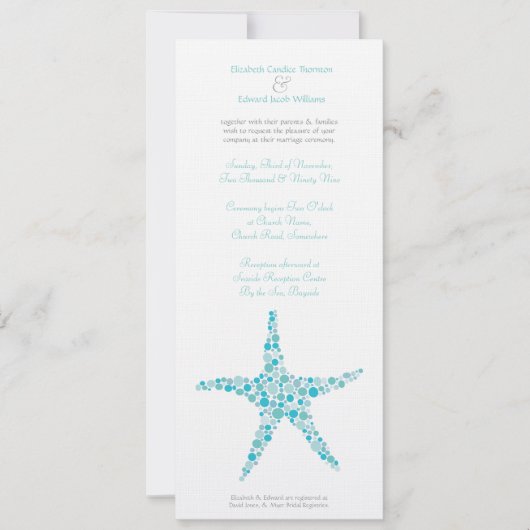 Invitation grande d'étoiles de mer de turquoise (Devant)