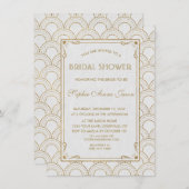 Invitation Grande Fête des mariées d'or Art Déco blanc (Devant / Derrière)