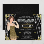 Invitation Grande Fille Gatsby Flapper Quinceanera  (Devant / Derrière)