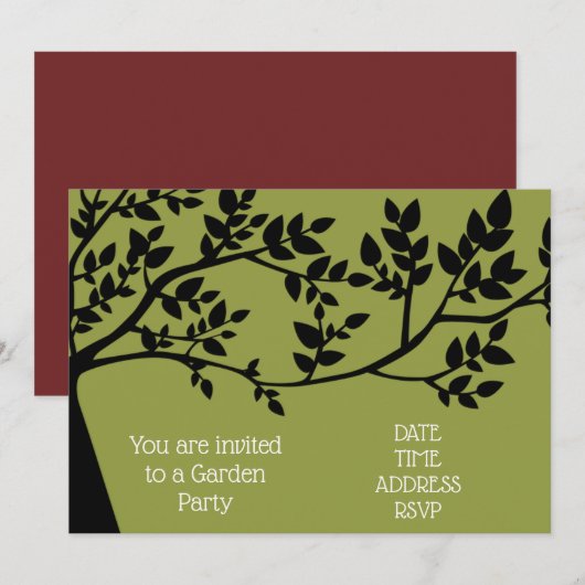 Invitation Grande fonction de fête dans le jardin d'arbres (Devant / Derrière)