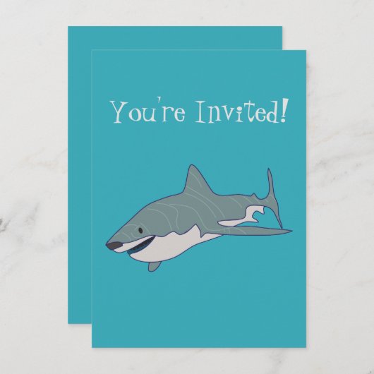 Invitation Grande illustration de nage de requin blanc Annive (Devant / Derrière)