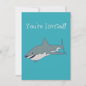 Invitation Grande illustration de nage de requin blanc Annive (Devant)