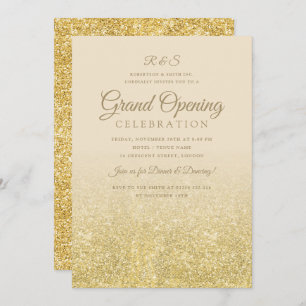 Invitation Grande ouverture d'entreprise Gold Glam Parties sc