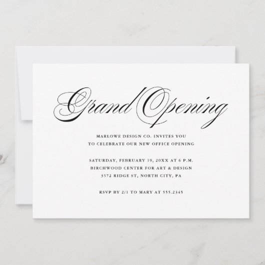 Invitation Grande ouverture d'entreprise simple et élégante (Devant)