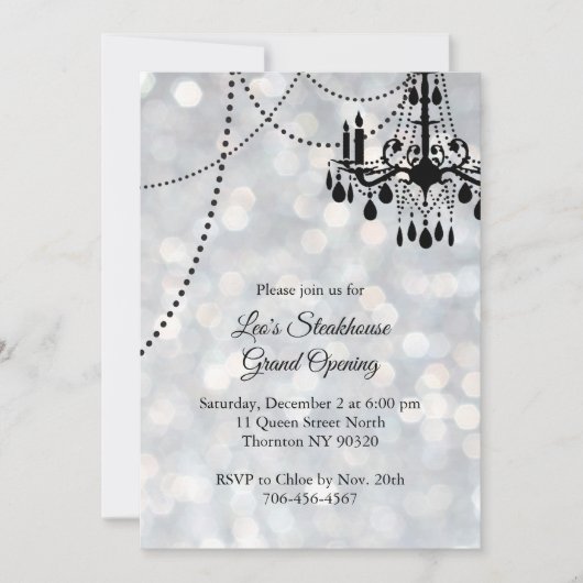 Invitation Grande ouverture du restaurant Silver avec lustre (Devant)