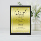 Invitation Grande ouverture encadrée de diamants dorés et noi (Debout devant)