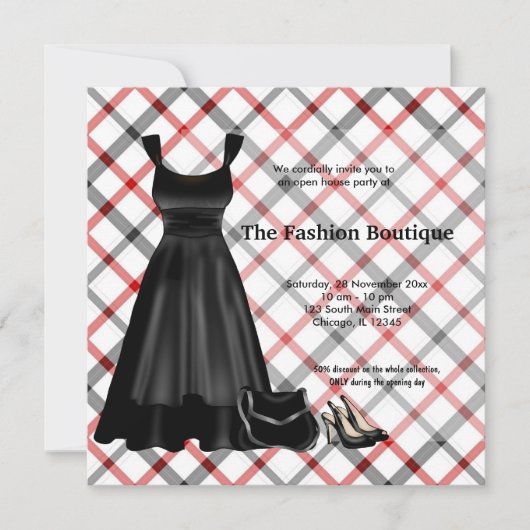 Invitation Grande ouverture Fashion business (Noir) (Devant)