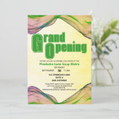 Invitation Grande ouverture Vert Aquarelle Jaune Bordure Vagu (Debout devant)