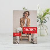 Invitation Grande photo avec des blocs de Red Graduation Invi (Debout devant)