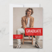 Invitation Grande photo avec des blocs de Red Graduation Invi (Devant)
