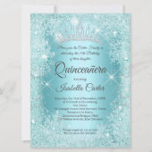 Invitation Grande Quinceanera Turquoise Flocon de neige Wonde (Devant)