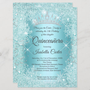 Invitation Grande Quinceanera Turquoise Flocon de neige Wonde