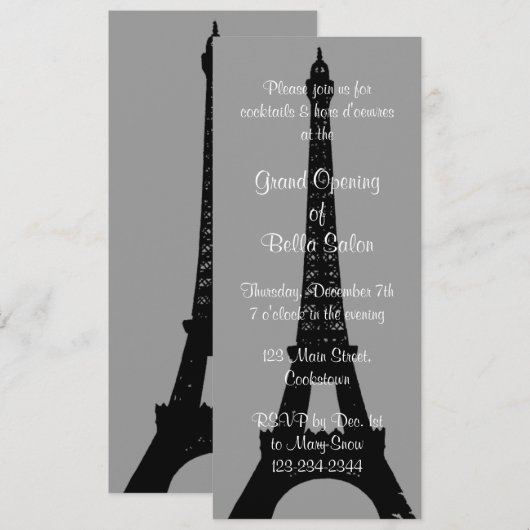 Invitation Grande soirée d'ouverture Grey à Paris (Devant / Derrière)