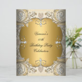 Invitation Grande taille Anniversaire Fête Sepia Café Gold (Debout devant)