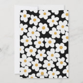 Invitation Grandes Fleurs Blances Blances Retro Design Noir (Dos)