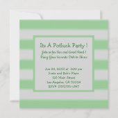 Invitation Grandes Grandes Stripes Green Potluck Party (Devant)
