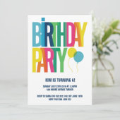Invitation Grandes Lettres colorées Fête d'anniversaire pour (Debout devant)