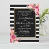 Invitation Grandes Roses de noir et blanc Mariage juif (Debout devant)