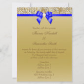 Invitation Grandes Séquences d'or de Faux Royal Blue Bow Mari (Dos)